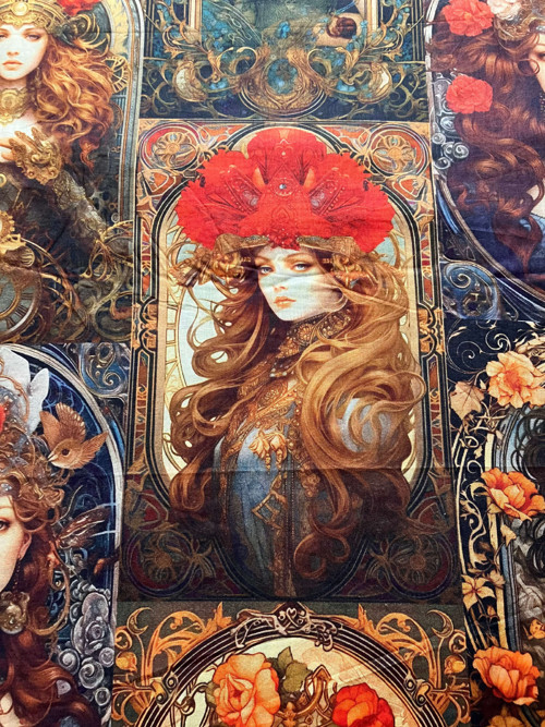 Mucha Inspirace Divka Bavlněné Plátno — foto 5
