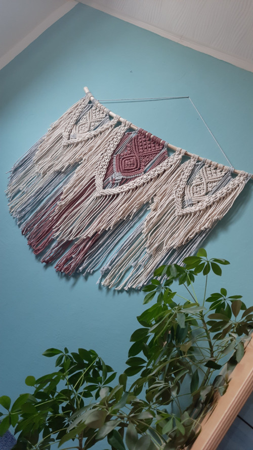 Nástěnná macramé dekorace 100x80cm — foto 2