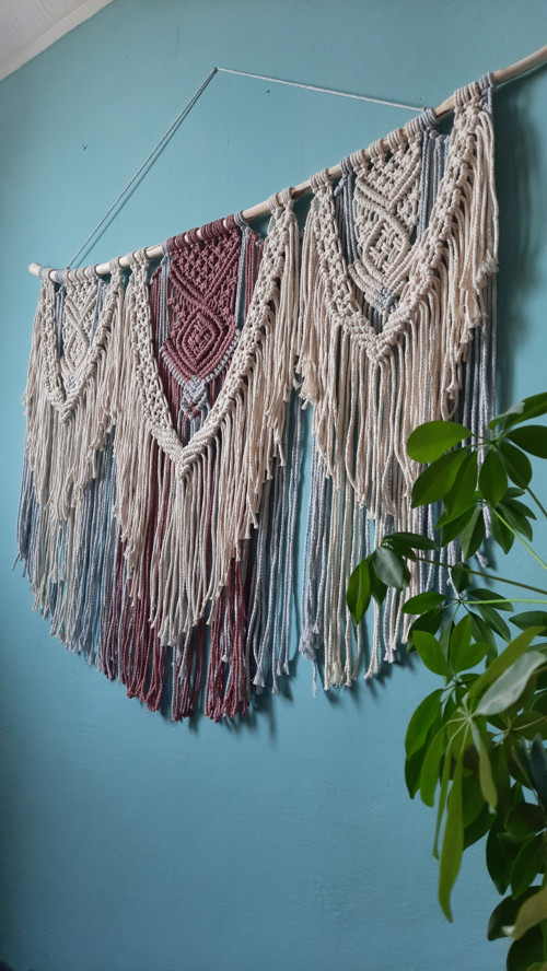 Nástěnná macramé dekorace 100x80cm — foto 3