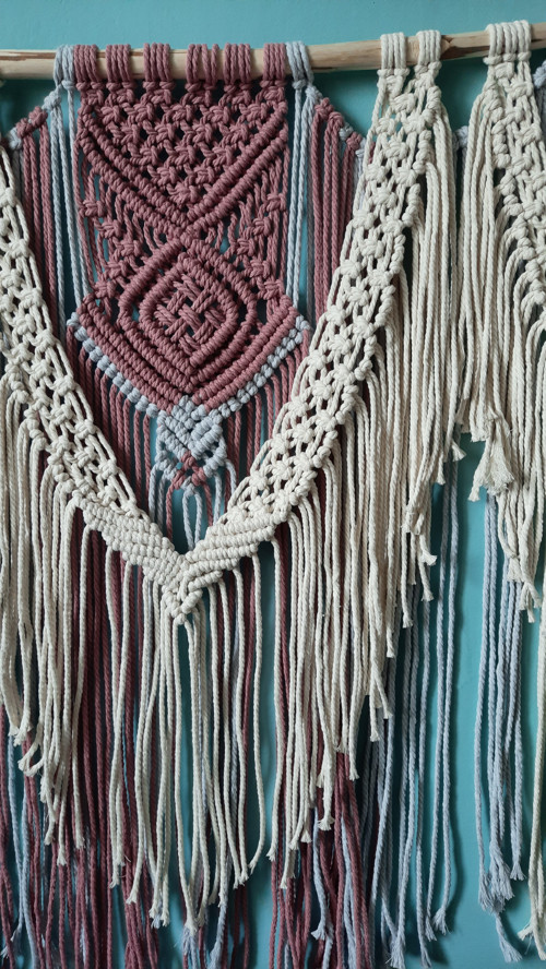 Nástěnná macramé dekorace 100x80cm — foto 4