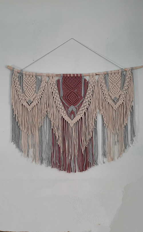 Nástěnná macramé dekorace 100x80cm — foto 6