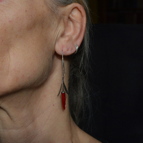 Náušnice pálivé papričky s listy — foto 5