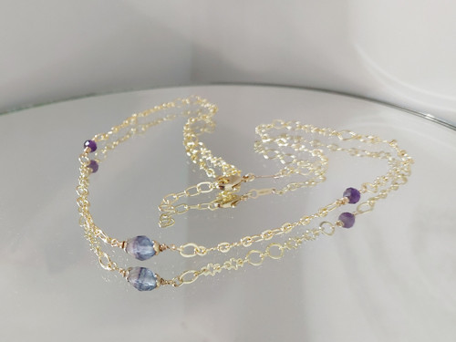 "ODO" GOLD FILLED 14Kt, fluorit, ametysty — foto 2