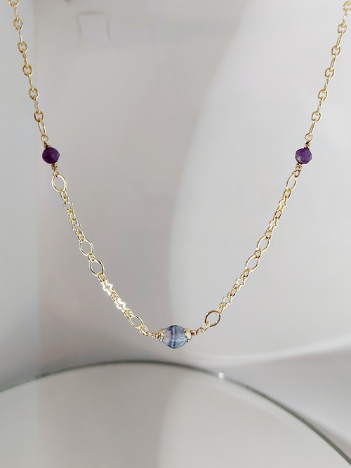 "ODO" GOLD FILLED 14Kt, fluorit, ametysty — foto 6