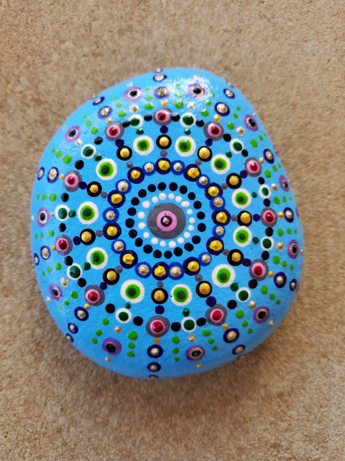 Malovaný kámen "modrá mandala" — foto 5