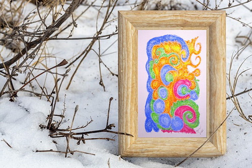 Relaxační obrázek Pták ohnivák, suchý pastel — foto 4