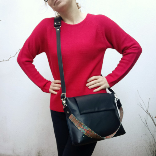 Black BAG leather with color strap — foto 3