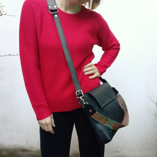 Black BAG leather with color strap — foto 4
