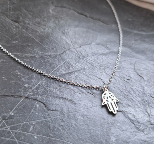 Ocelový náhrdelník*ruka Fatimy*Hamsa — foto 3