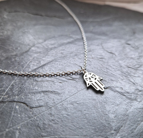 Ocelový náhrdelník*ruka Fatimy*Hamsa — foto 2