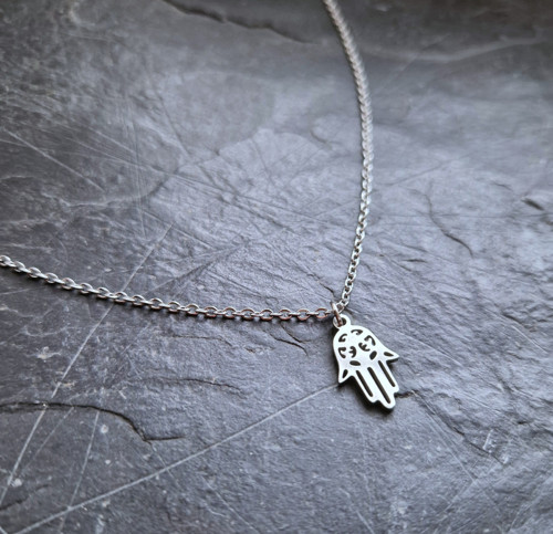 Ocelový náhrdelník*ruka Fatimy*Hamsa — foto 5