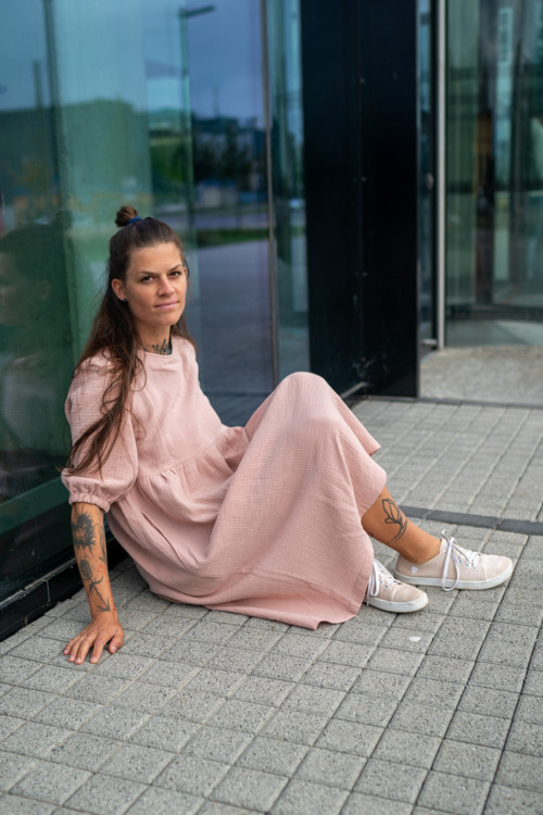 Šaty PUFF světlé starorůžové — foto 2