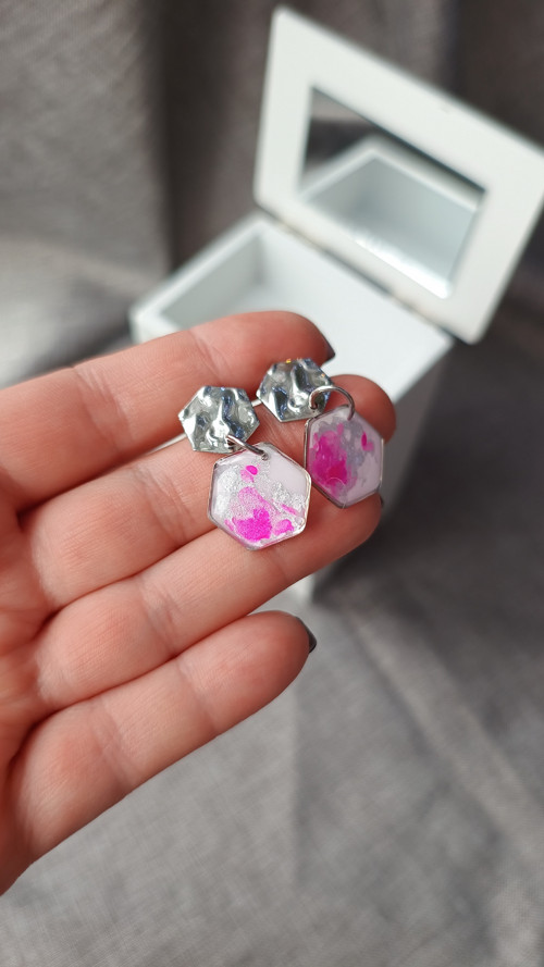 Třpyt měsíce - Pink náušnice — foto 3