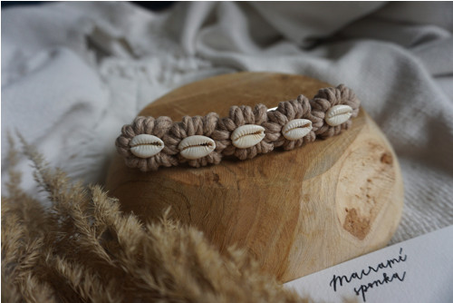Macramé spona Cowrie Brown — foto 3