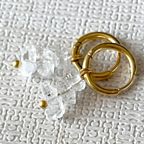Náušnice herkimer diamanty, zlatá ocel E015 — foto 3