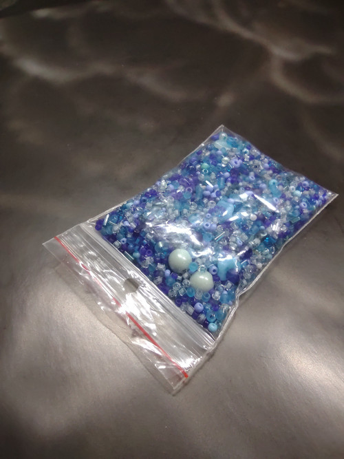 Mix korálků 50g/ modro modrý — foto 2