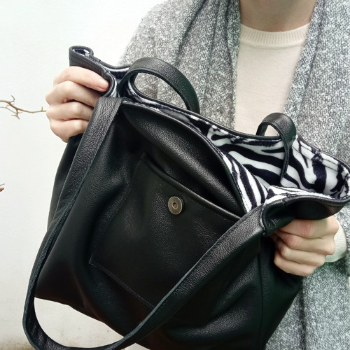 Kožená kabelka BOHO ( black color with strap) — foto 3