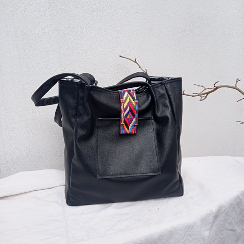 Kožená kabelka BOHO ( black color with strap) — foto 5