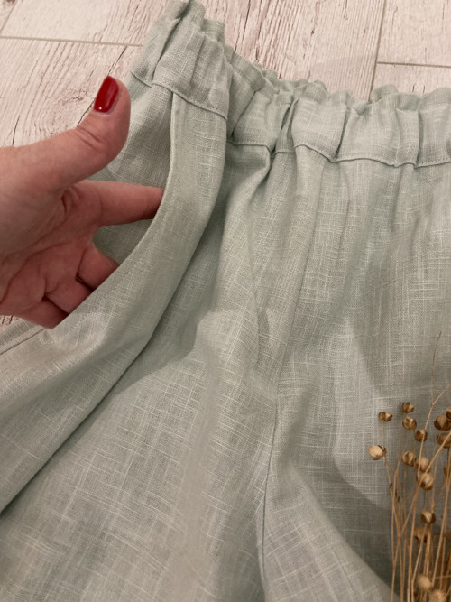 Culottes ľanové nohavice - MINT — foto 6