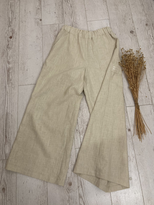 Culottes ľanové nohavice - VANILLA — foto 4