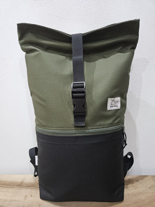 Rolovací / překlápěcí batoh khaki + černá — foto 4