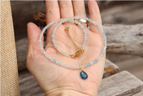 Náhrdelník choker - akvamarín — foto 2