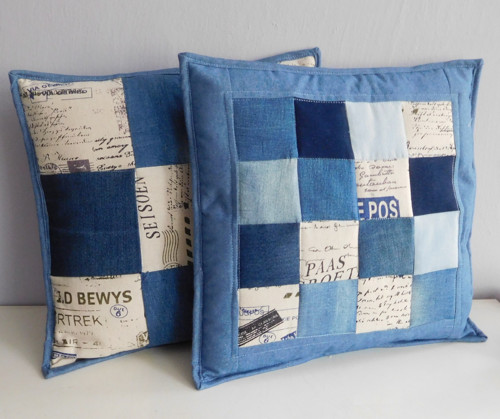 Džínový patchwork - polštář 1 — foto 3