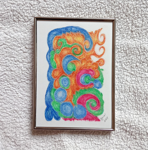 Relaxační obrázek Pták ohnivák, suchý pastel — foto 3