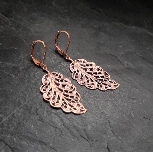 Ocelové náušnice*peříčka*rosegold — foto 2