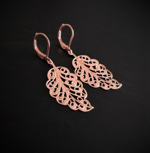 Ocelové náušnice*peříčka*rosegold — foto 3