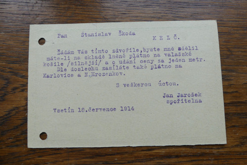Kelč, Vsetín...stará dopisnice 1914 — foto 3