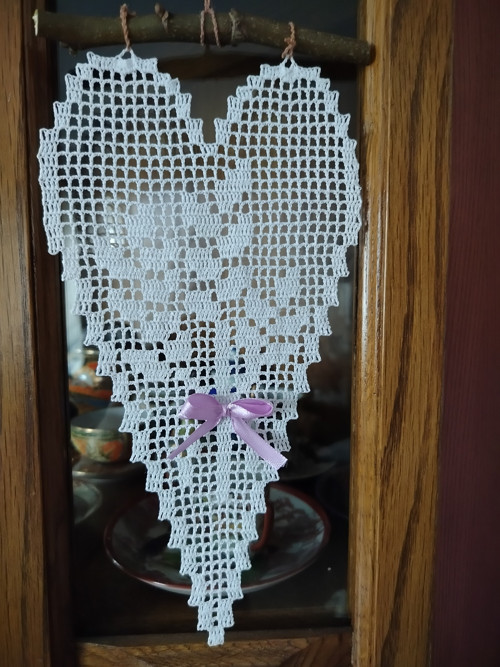 Háčkované velikonoční ozdoby Srdce - levandule — foto 2