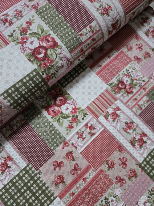 Látka - "venkovský patchwork červený" — foto 4