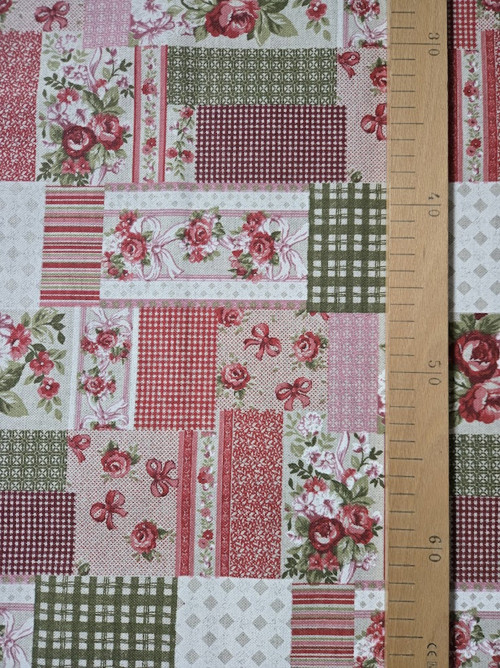 Látka - "venkovský patchwork červený" — foto 5