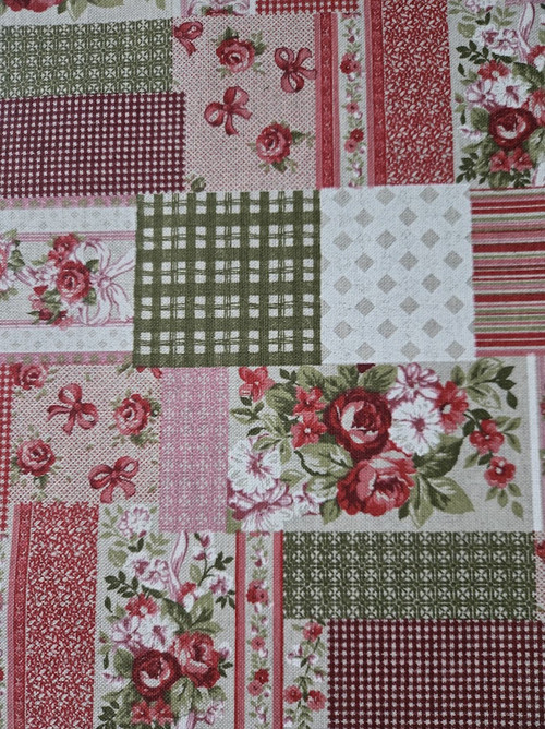 Látka - "venkovský patchwork červený" — foto 3