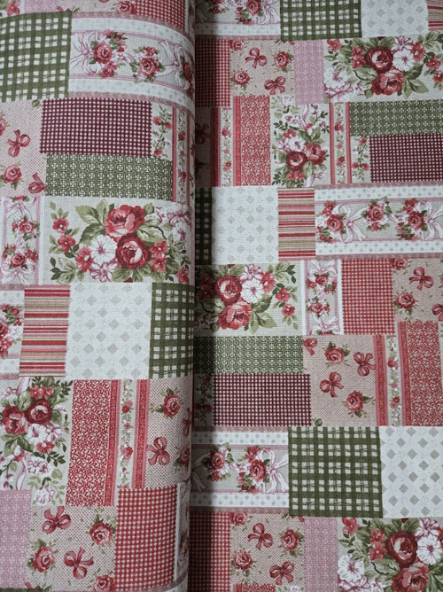 Látka - "venkovský patchwork červený" — foto 6