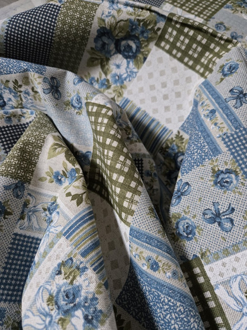 Látka - "venkovský patchwork modrý" — foto 2