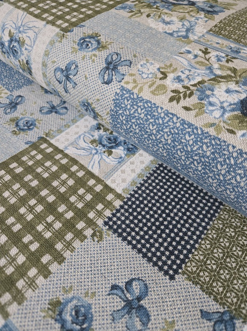 Látka - "venkovský patchwork modrý" — foto 4