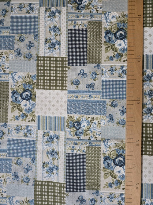 Látka - "venkovský patchwork modrý" — foto 6