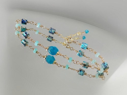 "SEV"GOLD FILLED apatit, amazonit,sediment jaspisu — foto 2