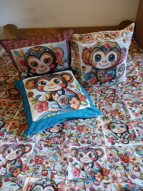 Patchworková deka s opičkou — foto 2