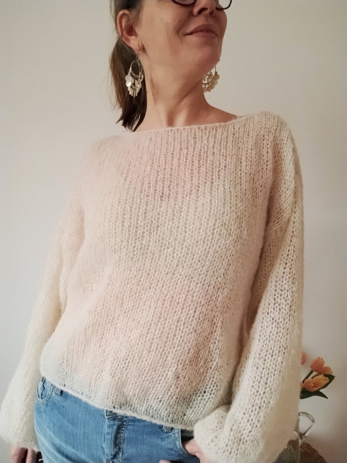 Smetanový svetr alpaka/hedvábí — foto 3
