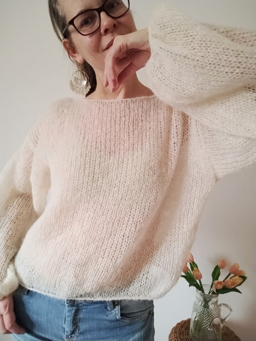 Smetanový svetr alpaka/hedvábí — foto 6