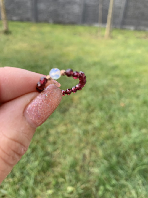 Prstýnek přírodní Red Granát ,Opal — foto 2