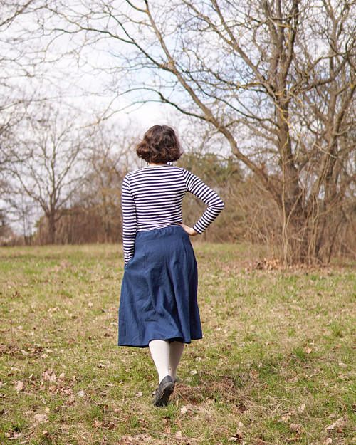 Kalhotová sukně - tmavě modrá — foto 3