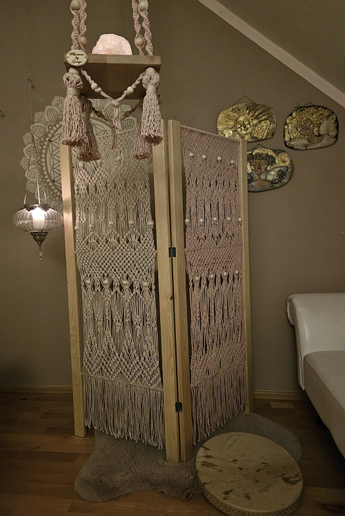 Autorský boho macrame paravan 2 díly — foto 2