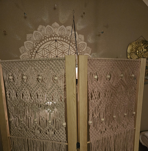 Autorský boho macrame paravan 2 díly — foto 5