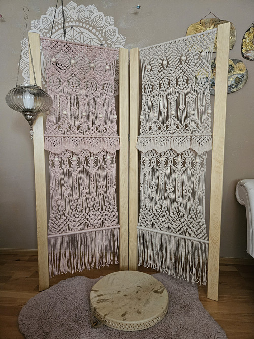 Autorský boho macrame paravan 2 díly — foto 6