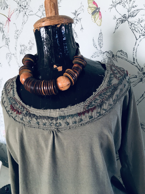 Boho top halenka olivová — foto 4