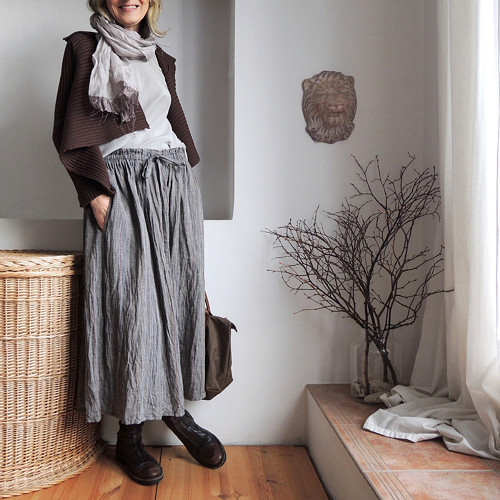 KAIA Ista Graphite - sukně len — foto 4